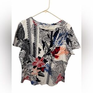 Women’s size XL Christopher & Banks red blue and black floral/paisley blouse!